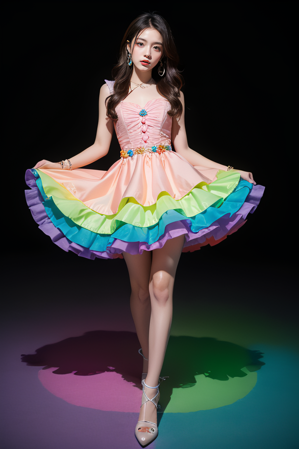 夏日阳光正好,彩虹色衣裙随风轻舞,仿佛把整个世界都点亮了!