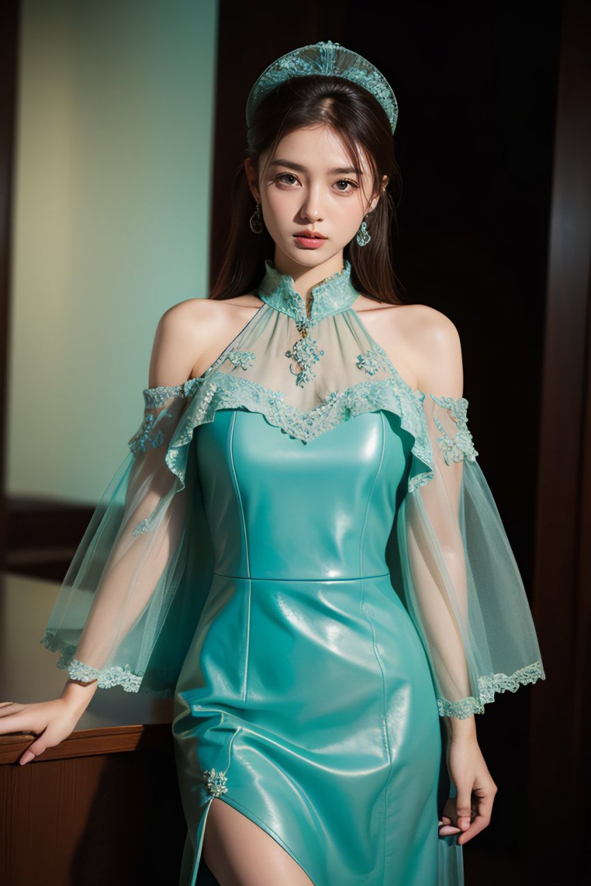 这抹青色,是初春的生机,也是深海的静谧,皮革的坚韧与蕾丝的柔美交织