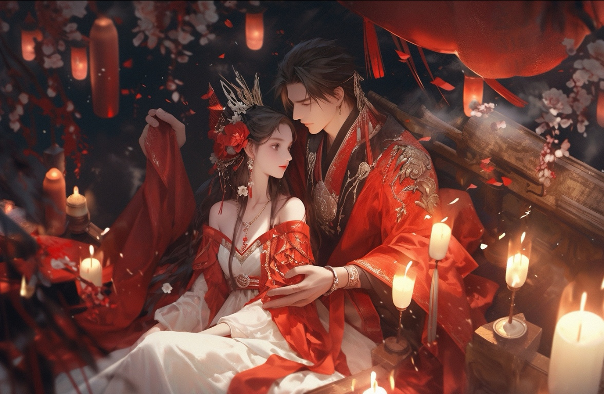 古风红衣新娘,红衣新郎