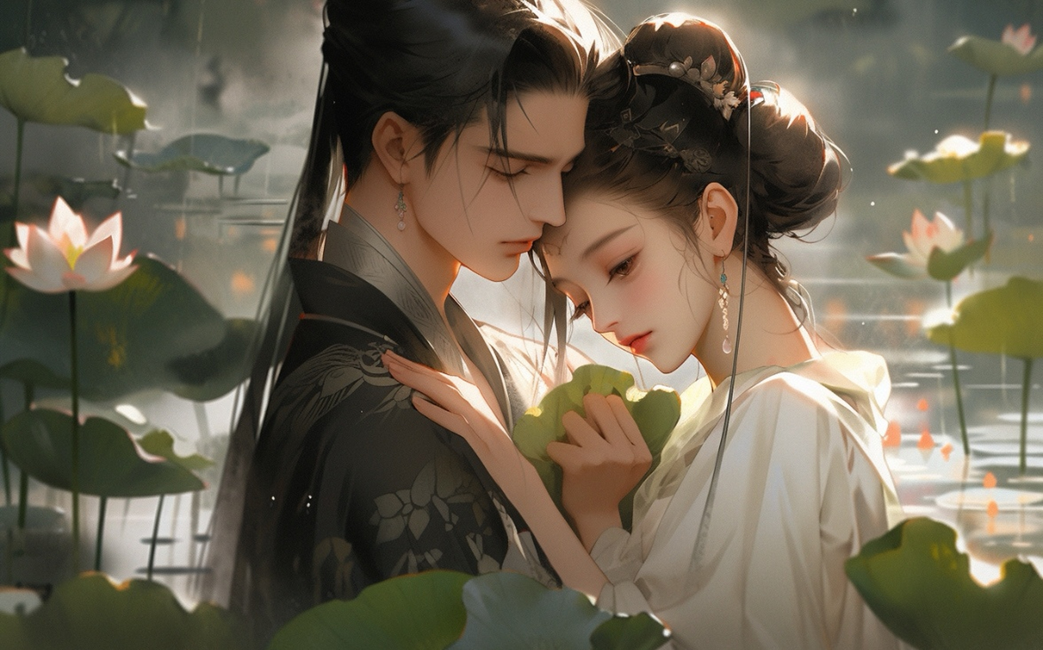 😍  🍃站在荷塘边,感受着清新的空气,听着微雨