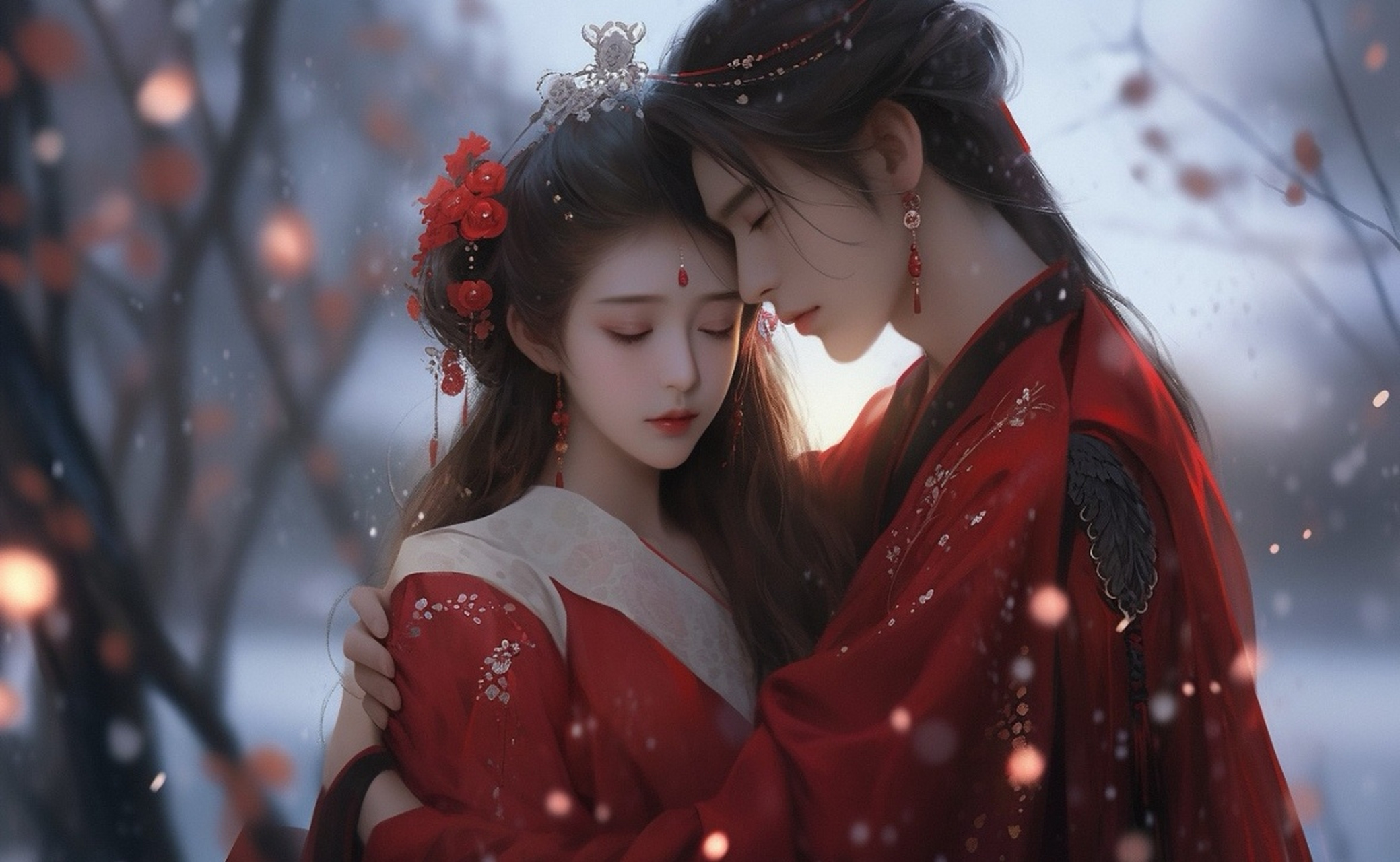 古风红衣情侣,新娘新郎