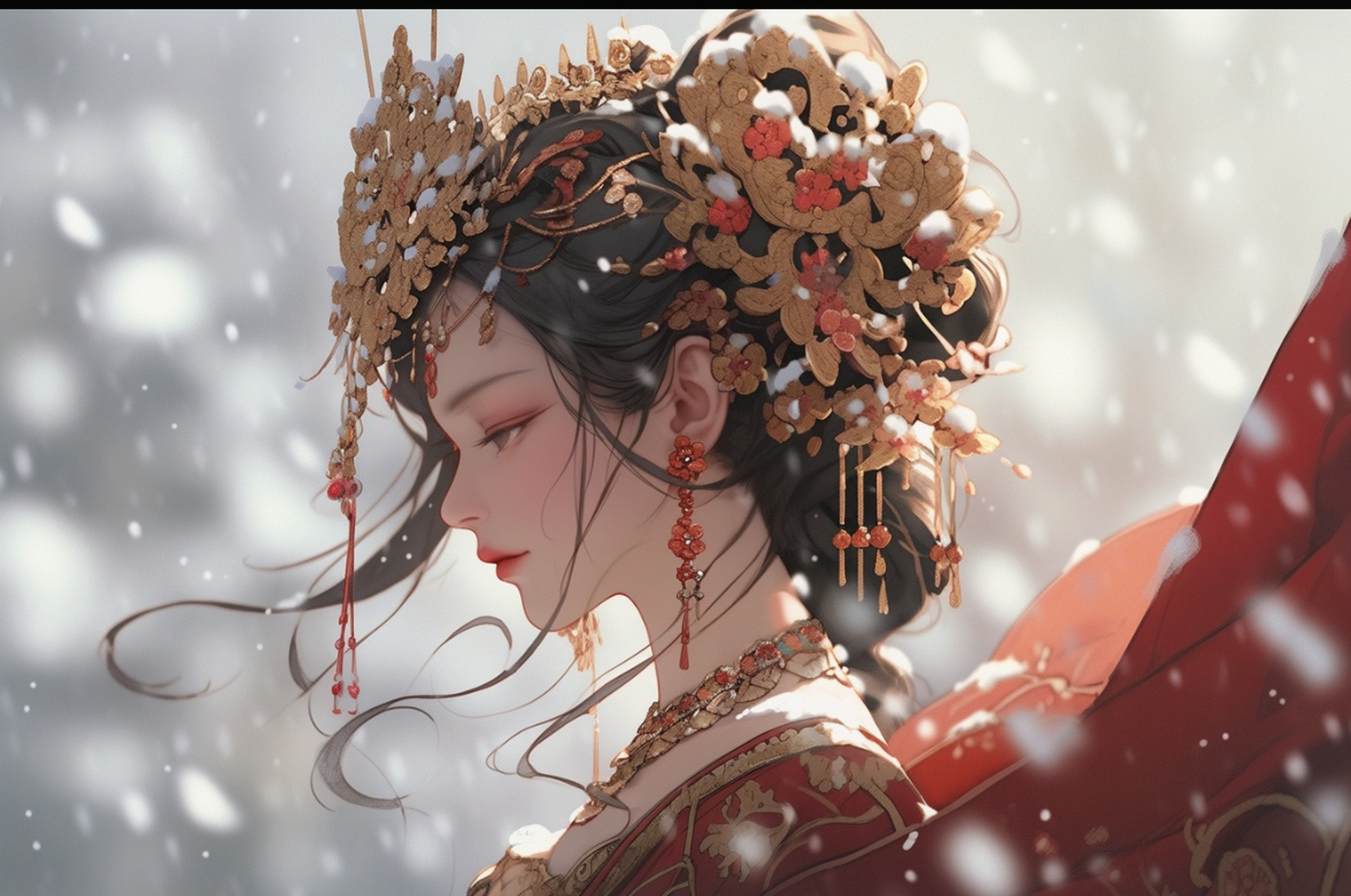 古风红衣女子 ✨红妆泪,凤冠霞帔的深情体验✨