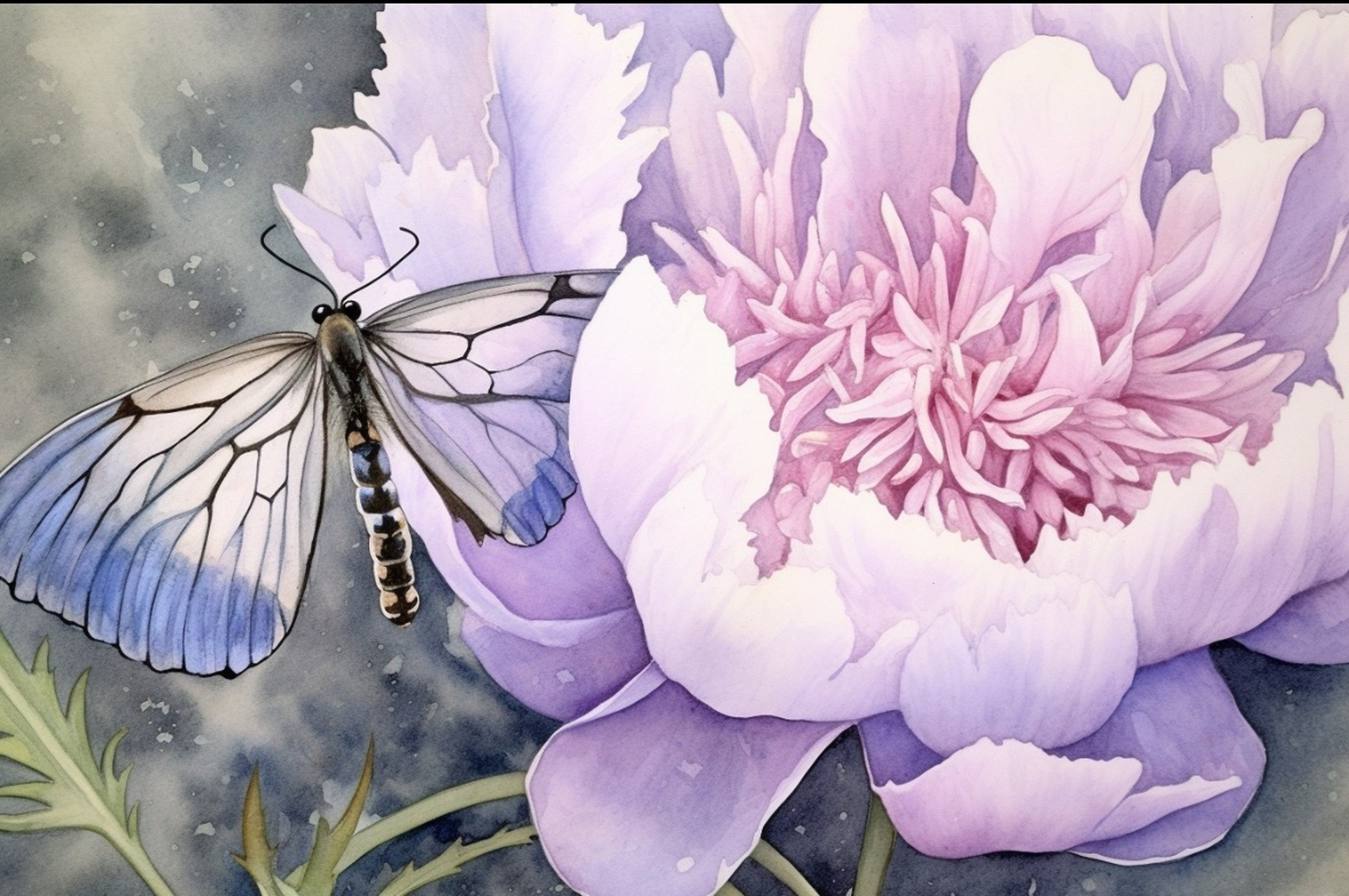 蝶恋花,牡丹花和蝴蝶