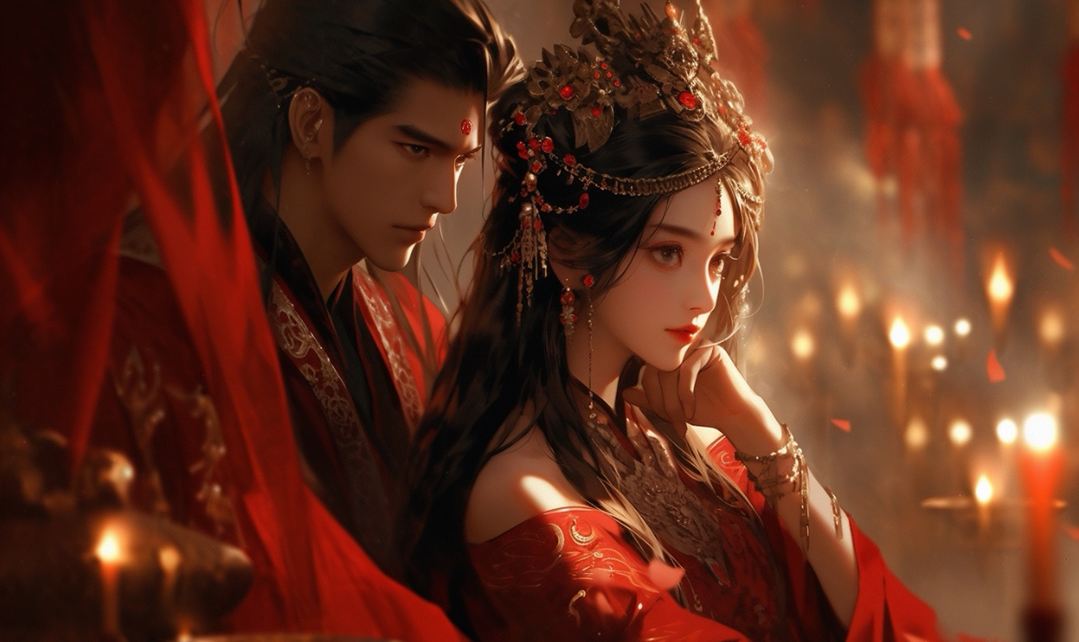 古风红衣新娘,红衣新郎