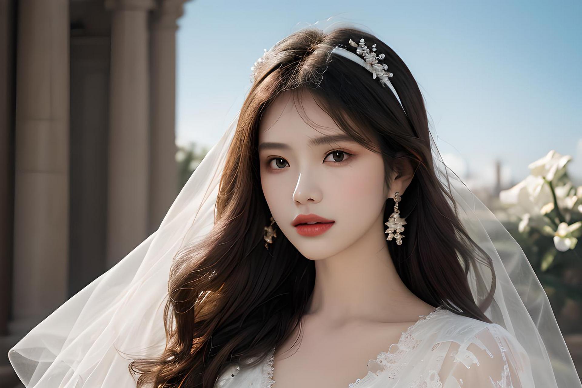 戴头纱的美丽小姐姐