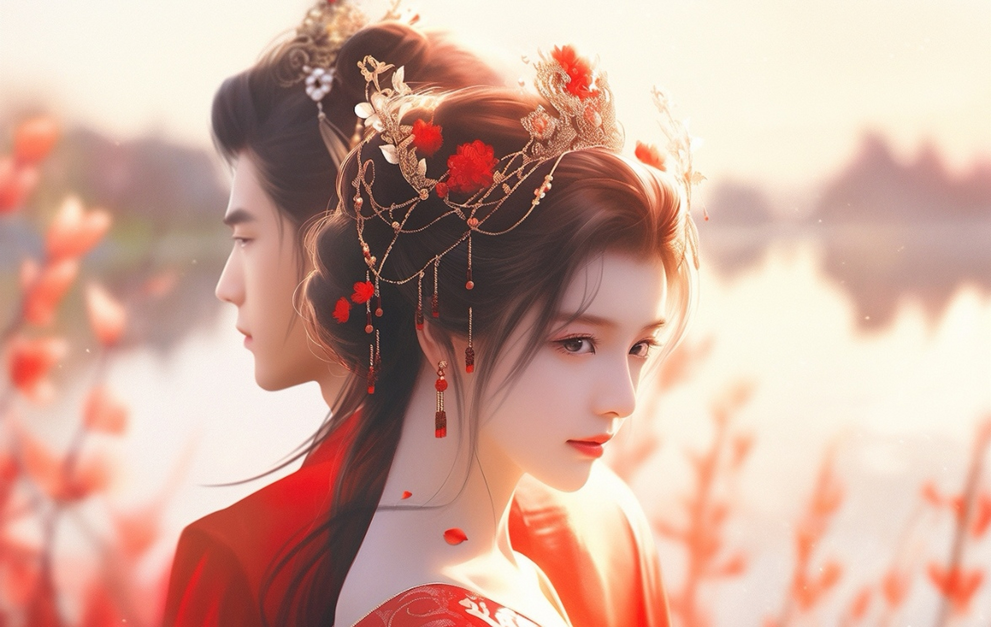古风红衣情侣