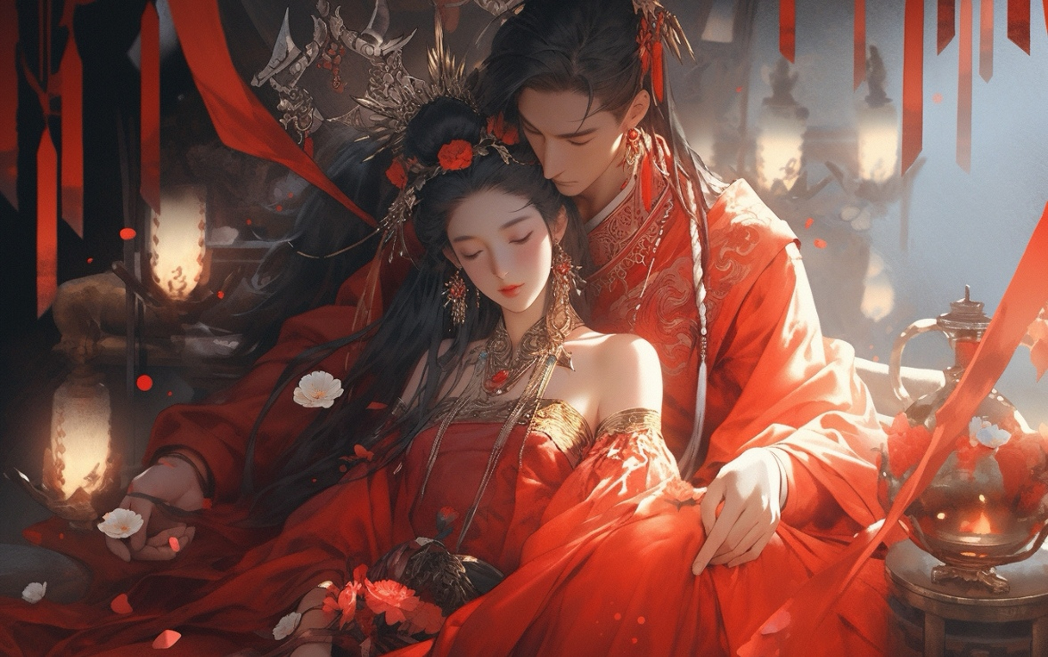 古风红衣新娘,红衣新郎