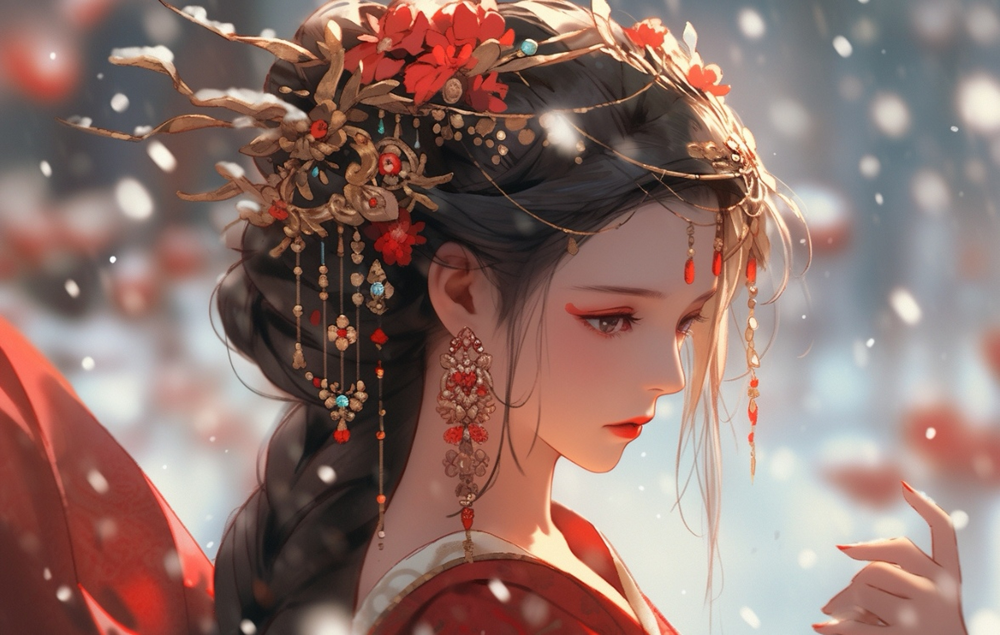 古风红衣女子 78红妆泪,凤冠霞帔的深情体验78  95那天,我穿上