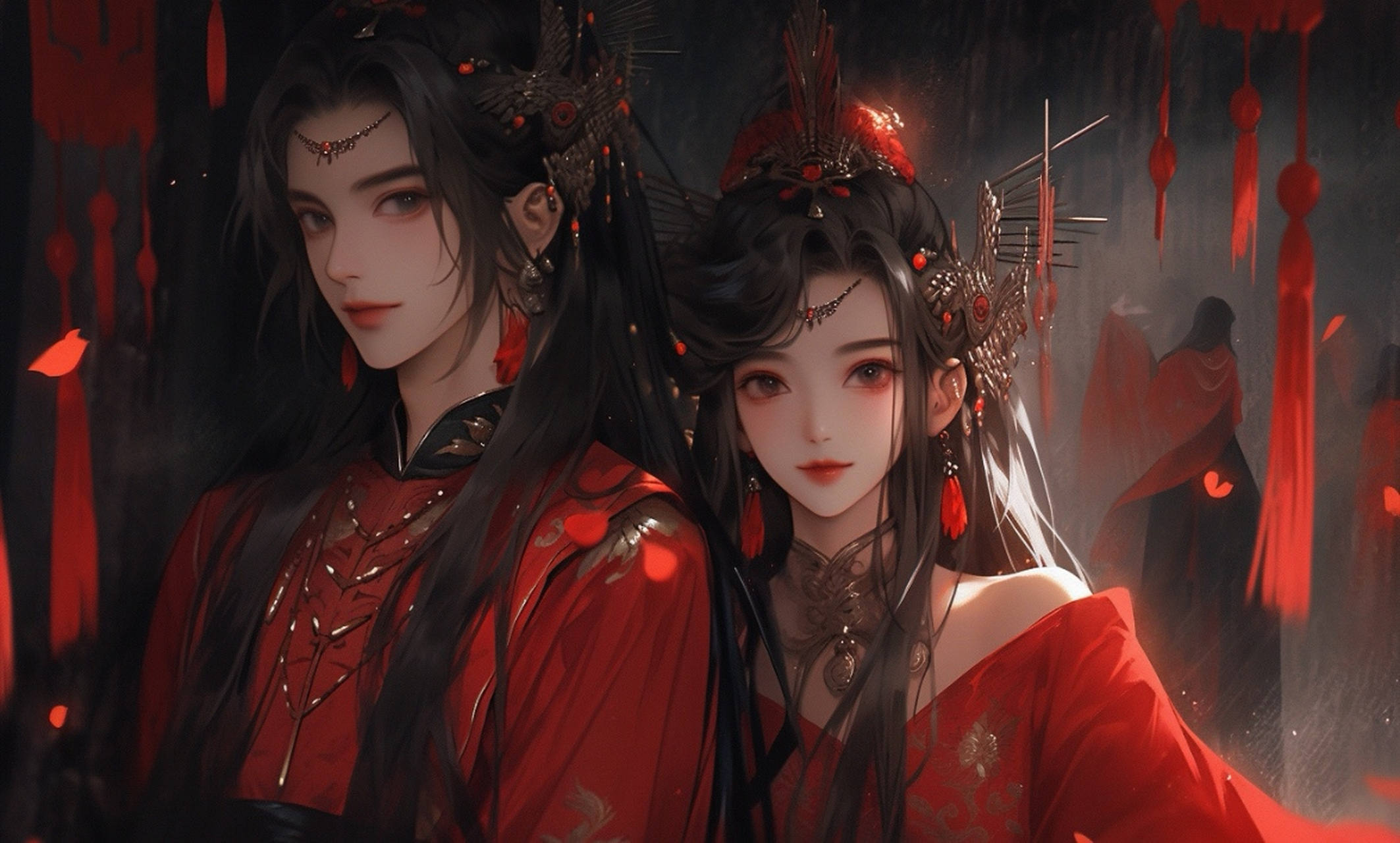 古风红衣新娘,红衣新郎