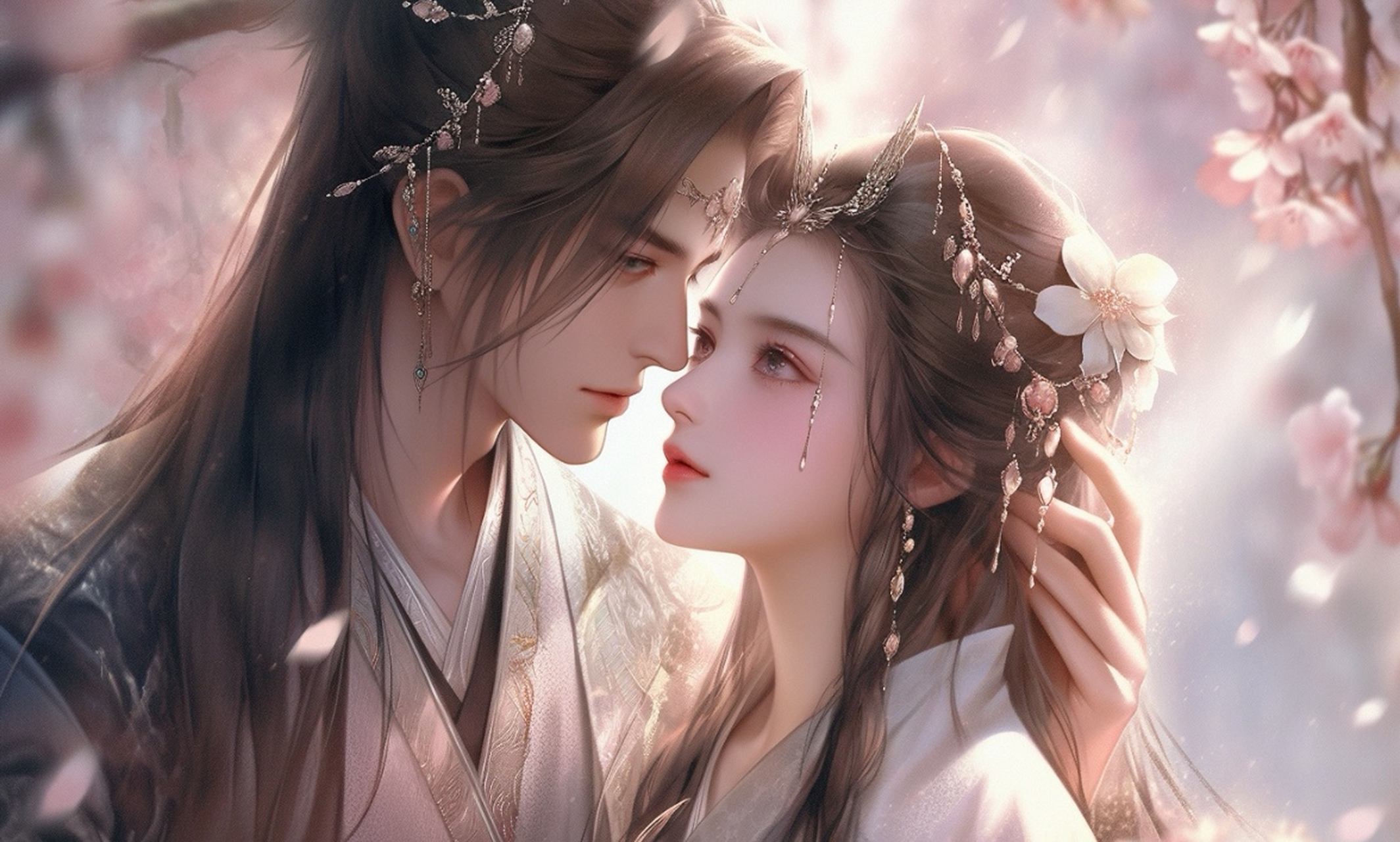 古风情侣,桃花灼灼,遇上你是我此生最幸运的事