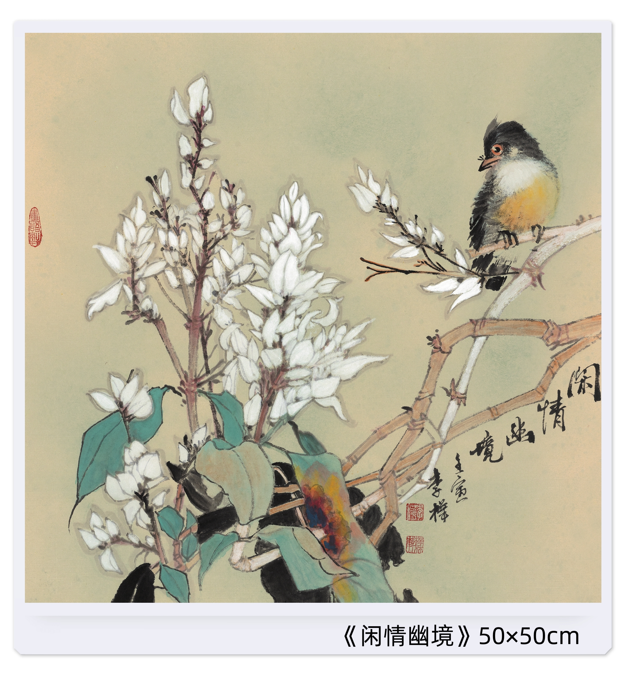 在她的作品中,大多数是重彩小写意花鸟画,既有