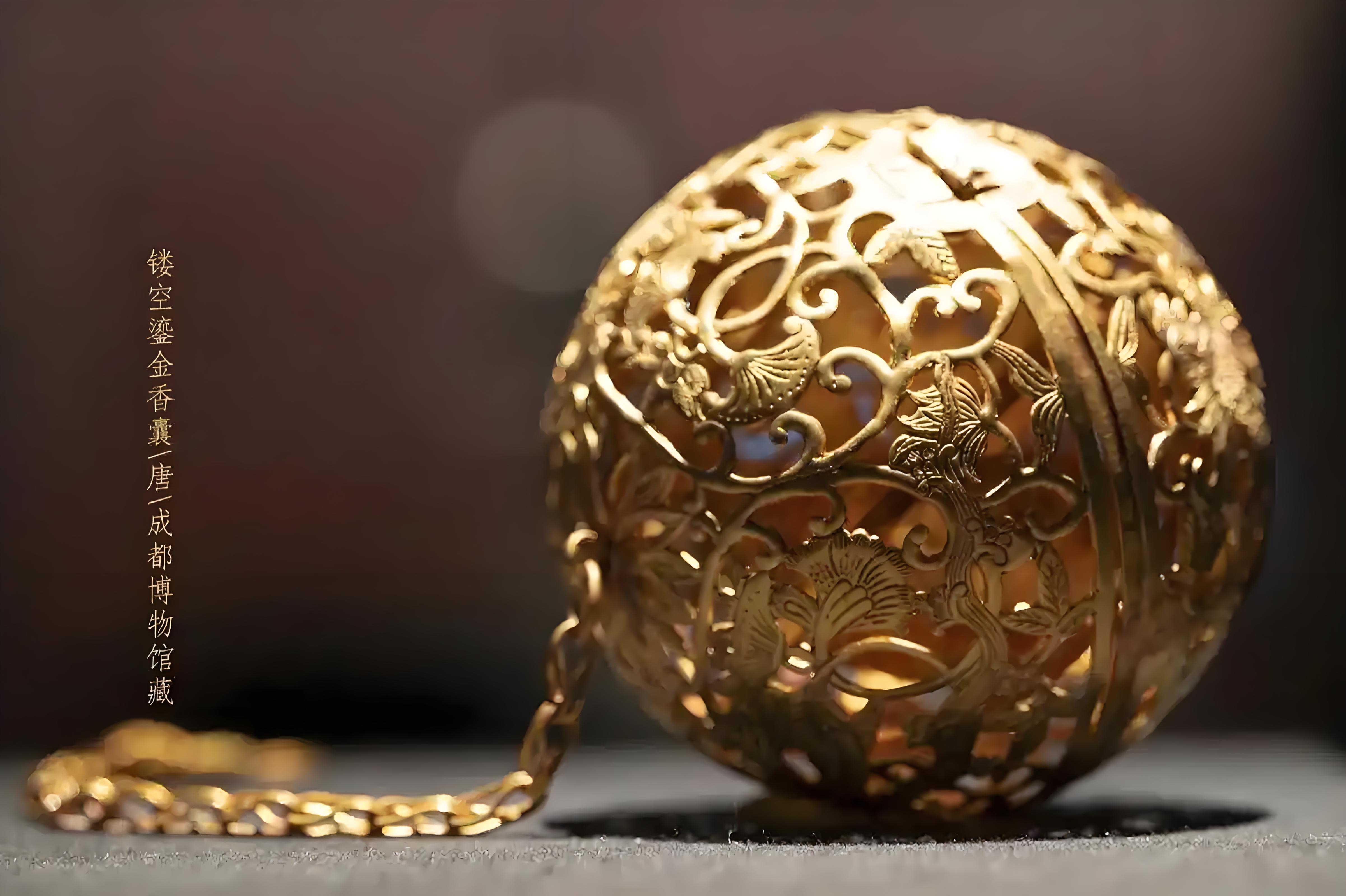 唐代镂空鎏金香囊:古艺风华,慧心巧制,其径仅 6