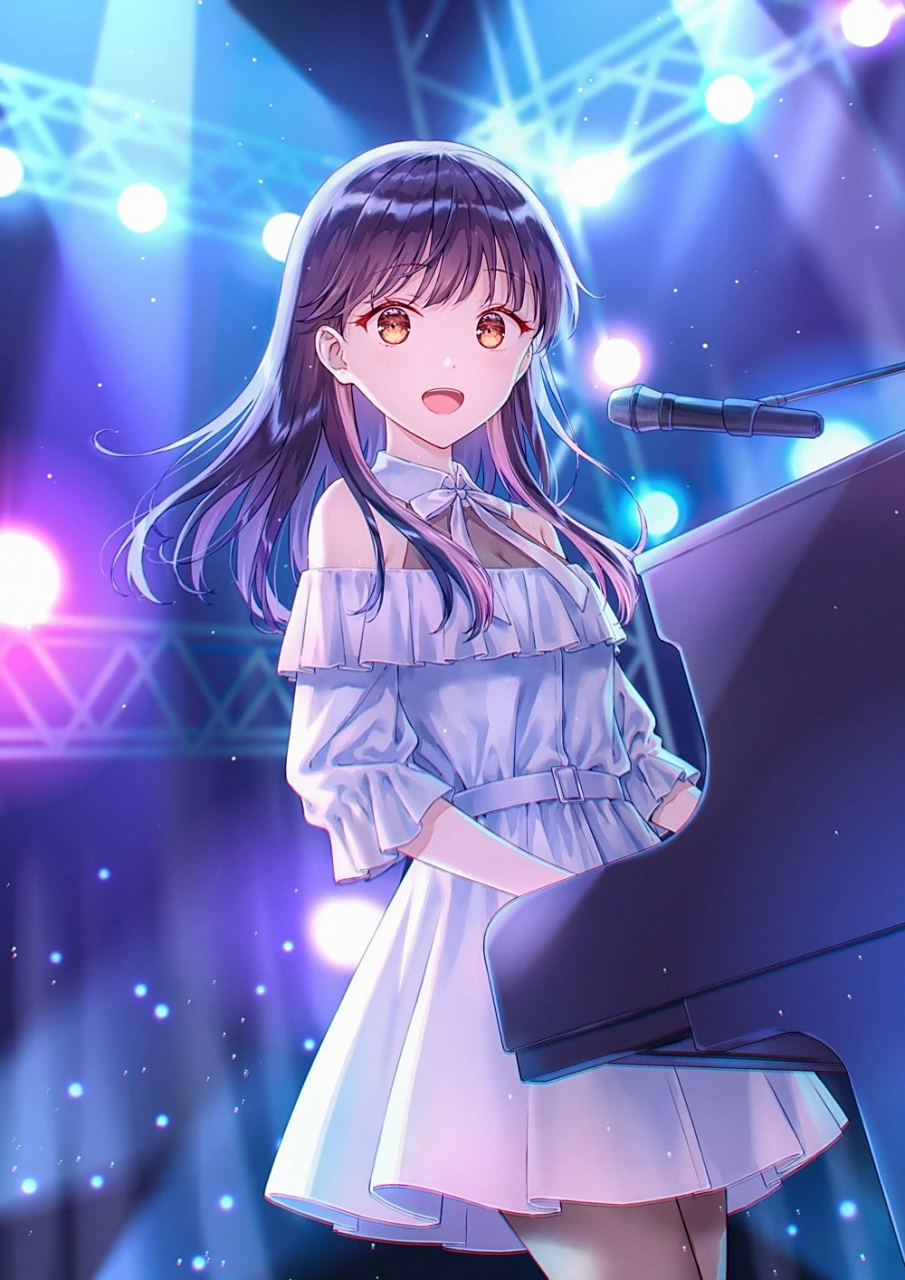 画师:hiten 钢琴少女#二次元美图