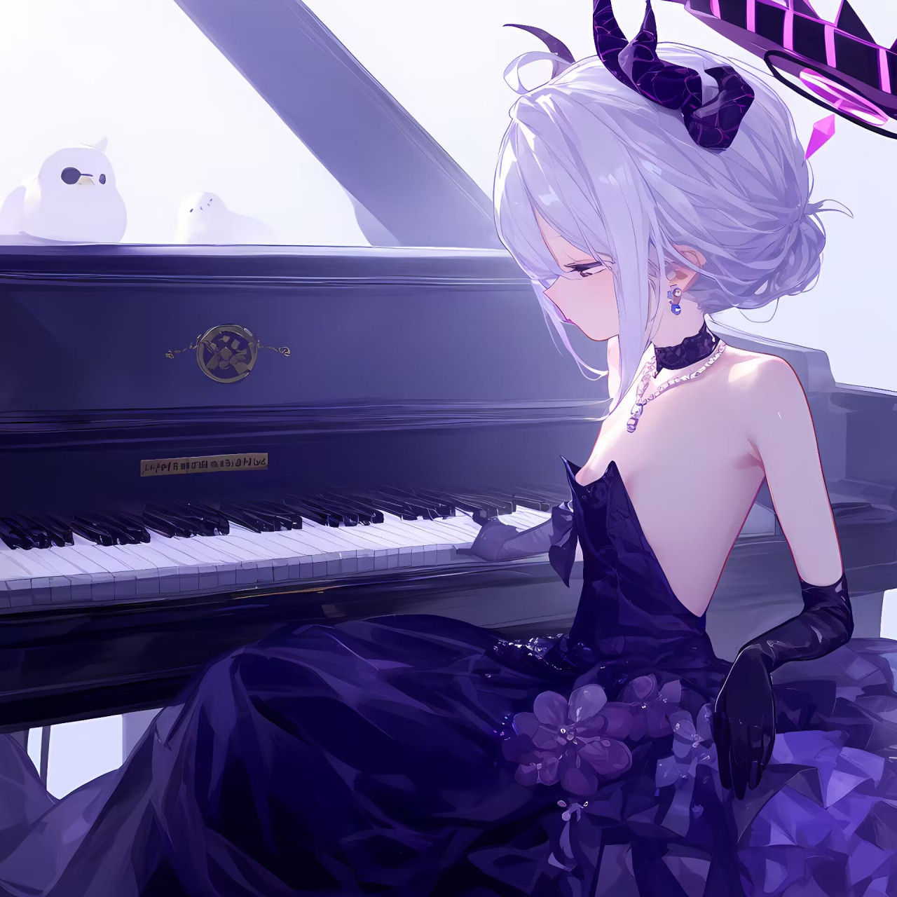 弹钢琴的空崎日奈 🎹✨ 琴键上的白发女神,带你走进音乐的心灵