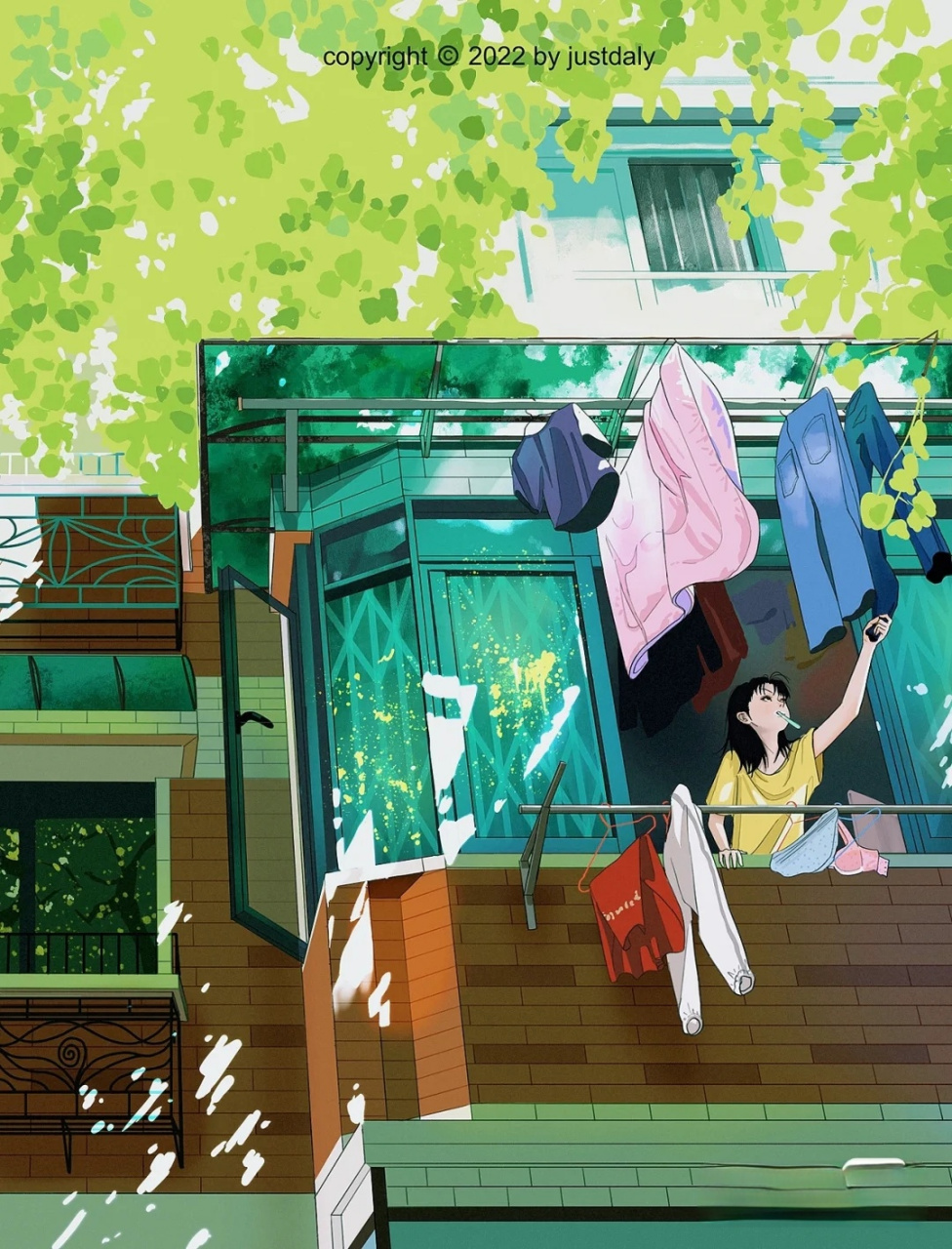 插画师:野火justdaly 衣服啥时候才能晾干……#二次元美图