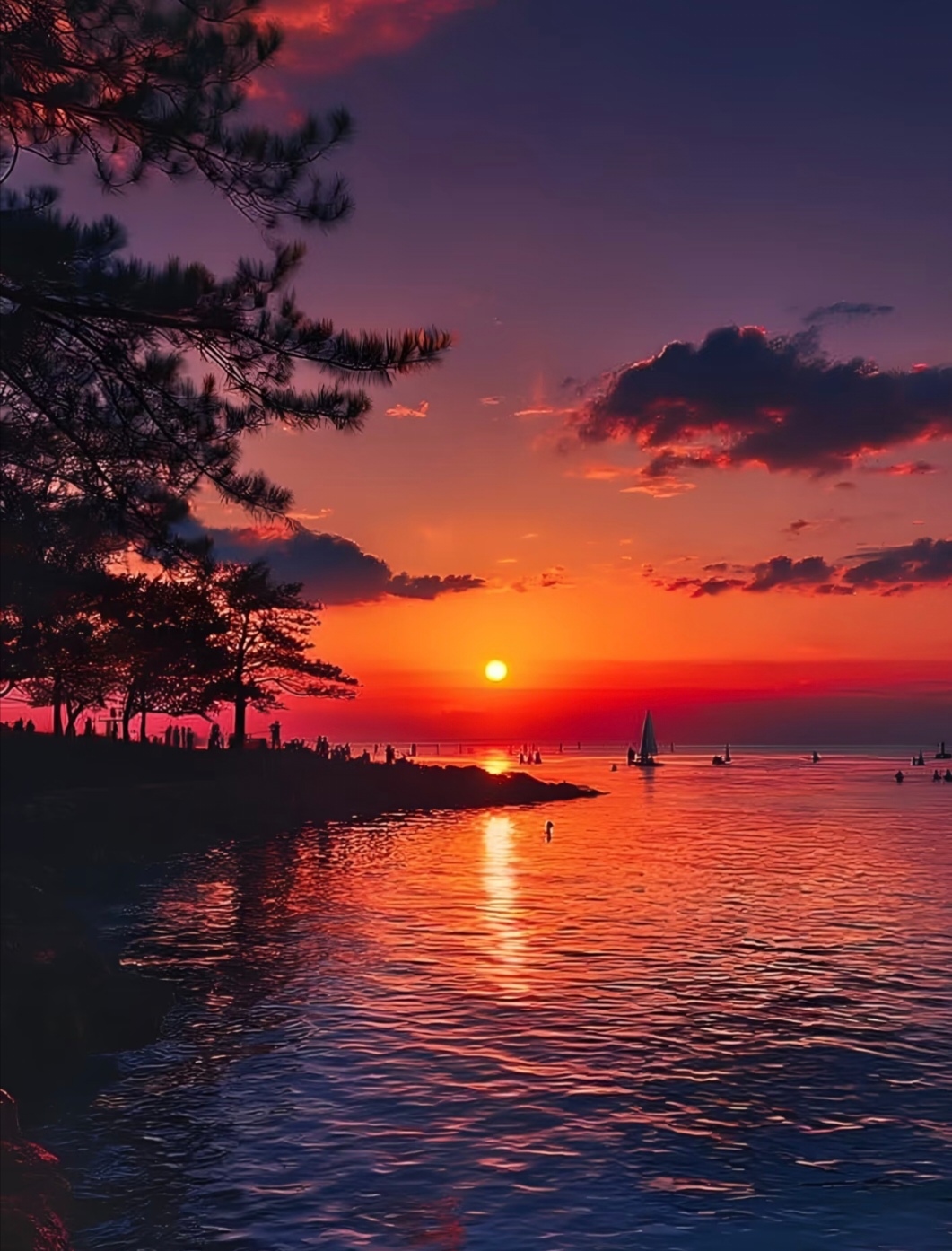 风景图片真实大自然夕阳西下红橙落日晚霞余晖山色红图绝美晚霞落日