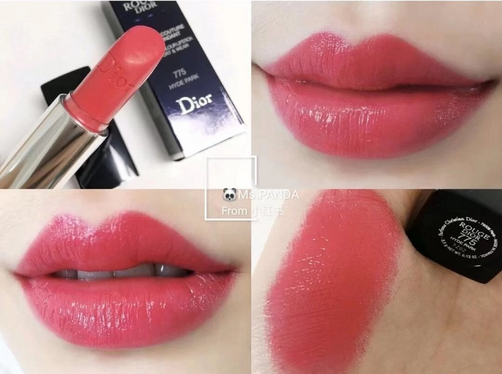 迪奥蓝金775# "亲亲我"索吻色 薄涂带点粉,但比粉色要深,厚涂浅玫红