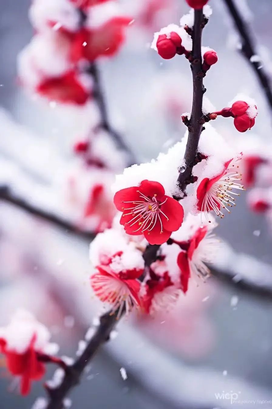 冬天梅花自然雪景图片