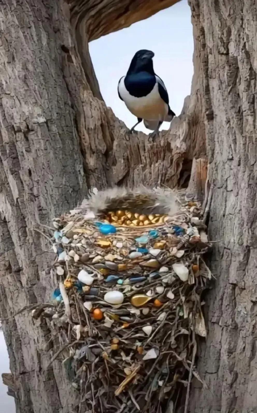 无意间抬头一瞧,嘿,树洞里站着只鸟