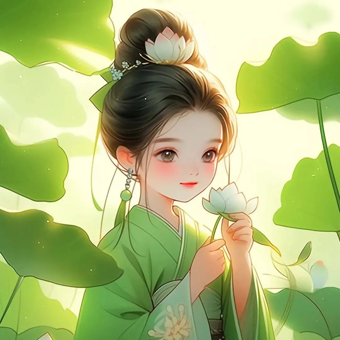 女生绿色古风头像