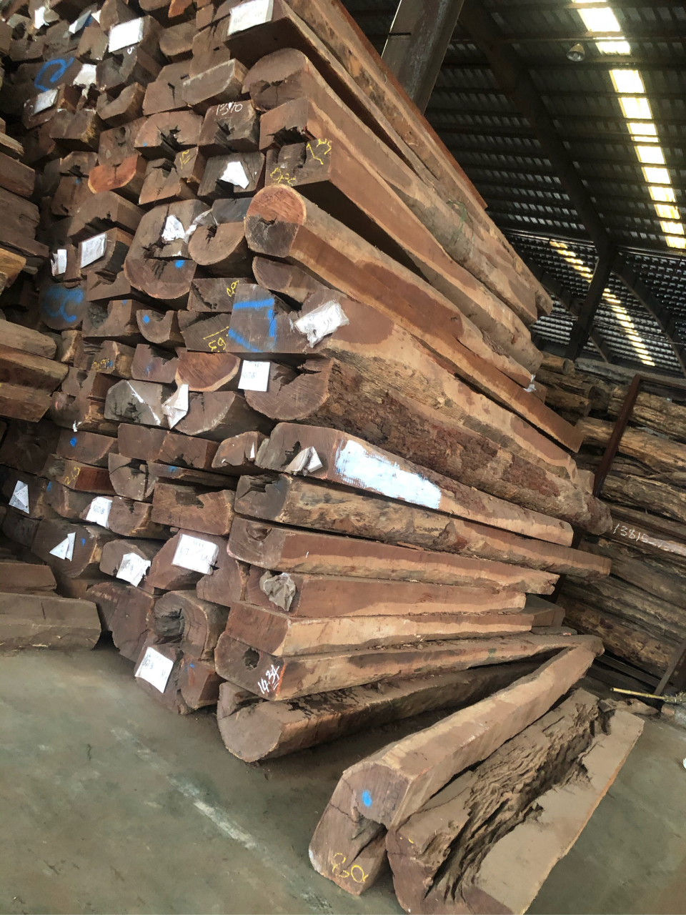 今天又收到了90吨的紫檀材料,有澳洲小叶紫檀,牛毛紫檀,金星紫檀,金星