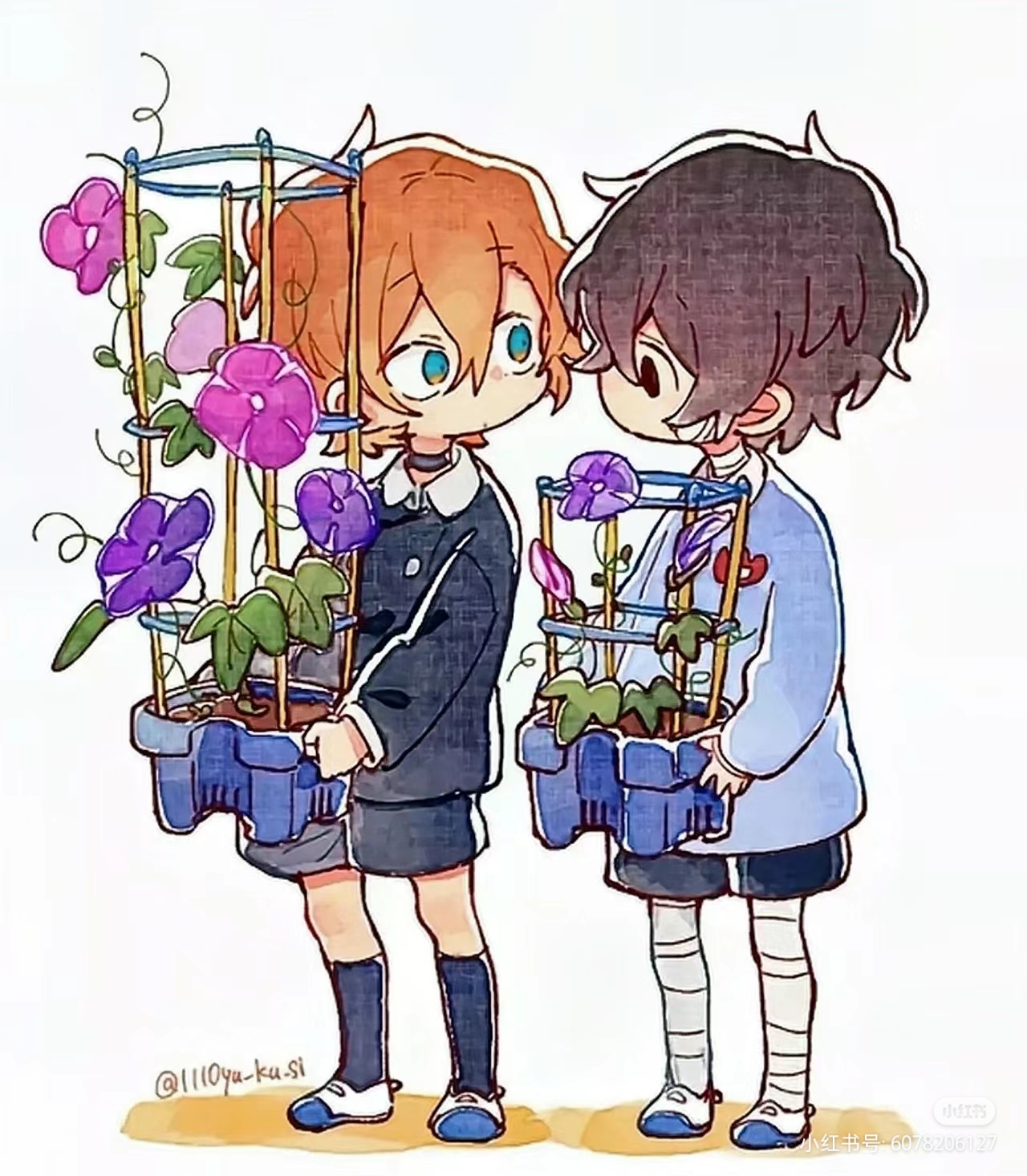 啊啊啊rinu劳斯画的太中好可爱#太中# #太宰治# #中原中也# #文豪野犬