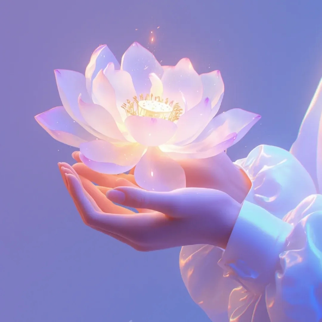 手捧莲花,心自清净.