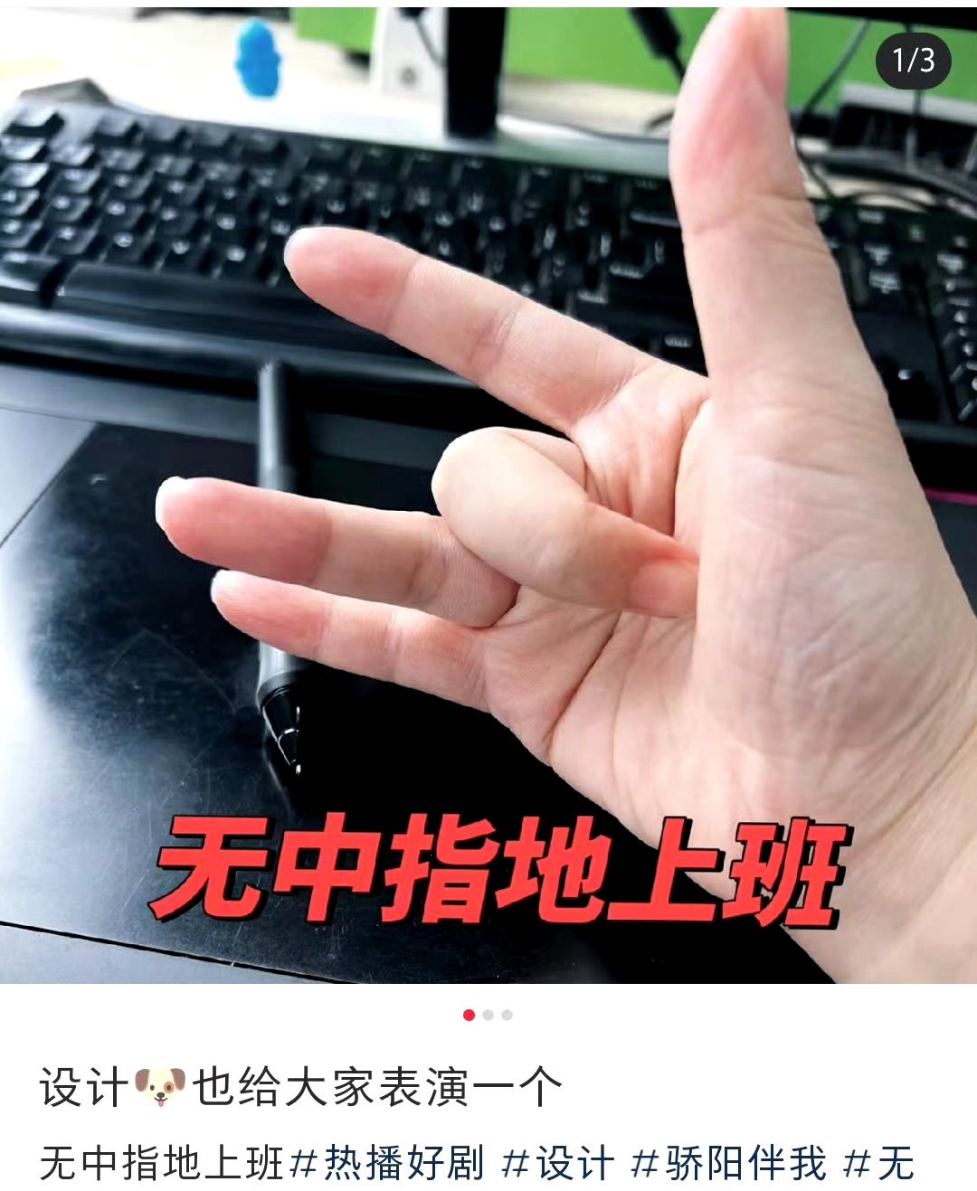 骄阳伴我的手势梗 无中指(无终止),一指
