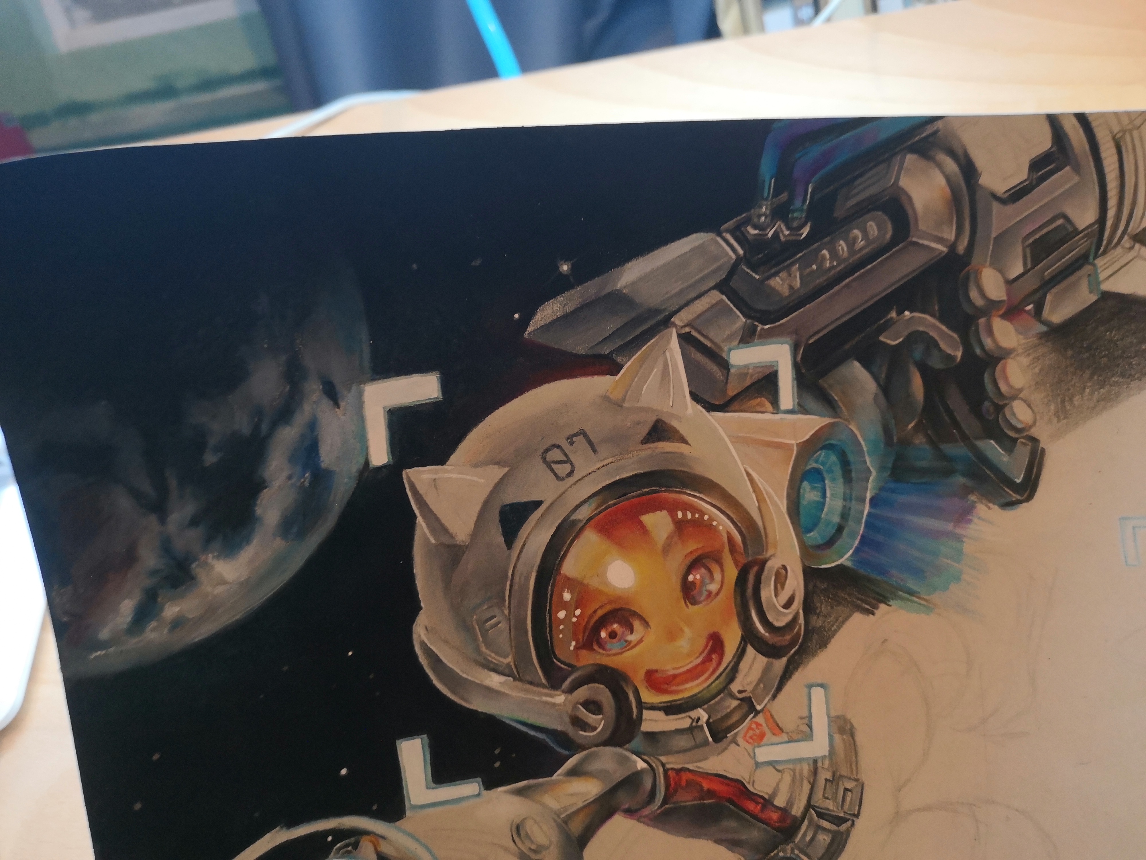 王者荣耀英雄人物彩铅手绘系列鲁班星空梦想#王者荣耀手绘# #动漫手绘