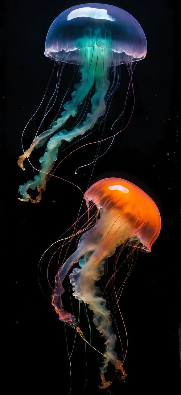 各种颜色的水母