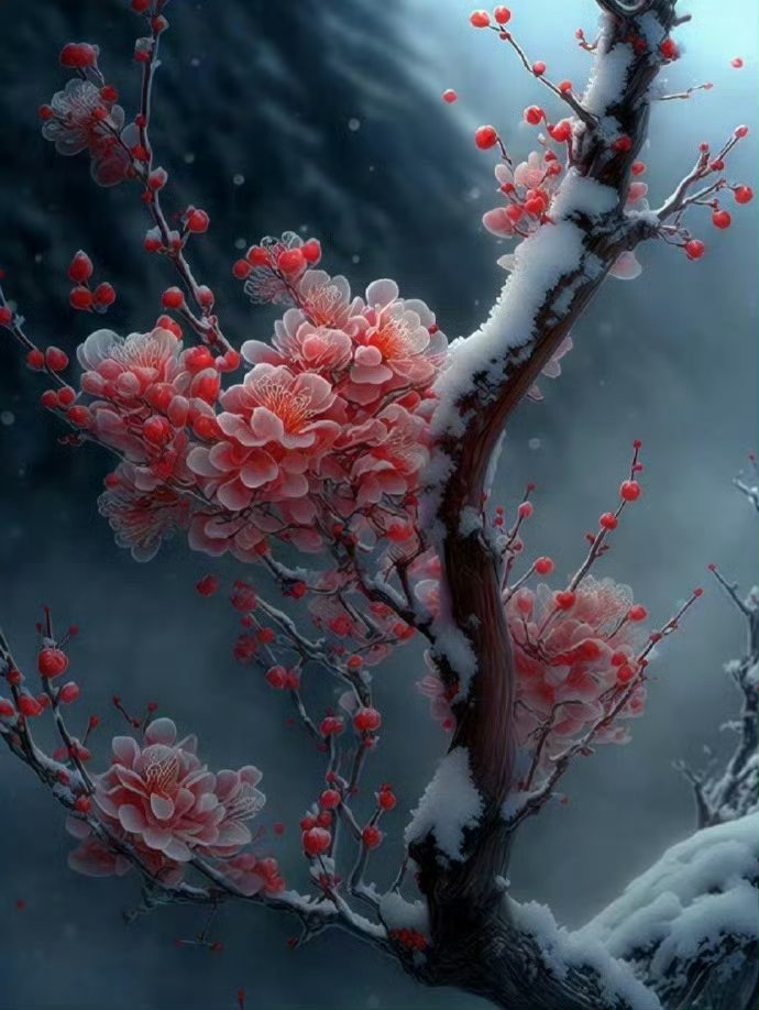 雪中红梅绽放,美得惊艳了时光