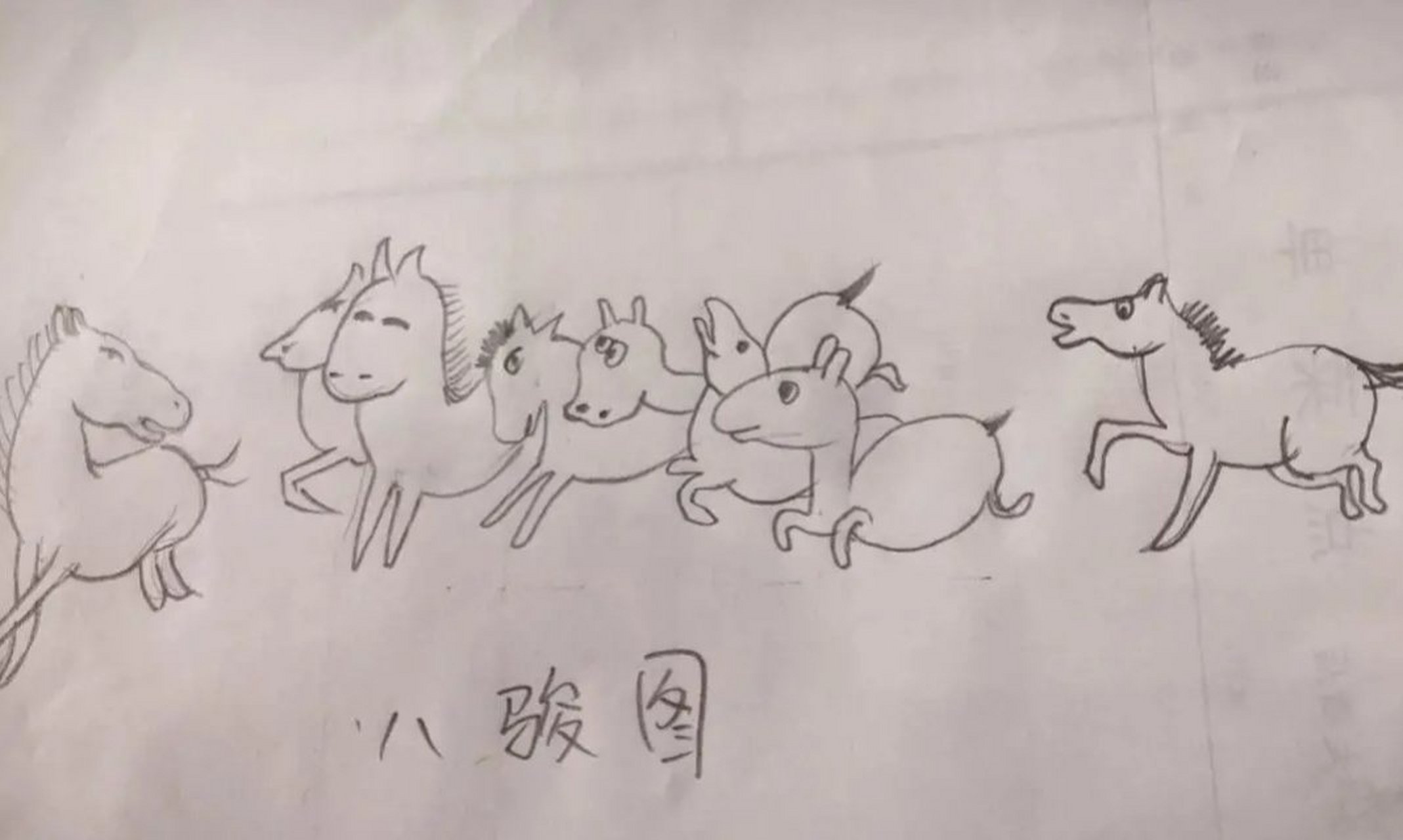 铅笔画八骏图图片