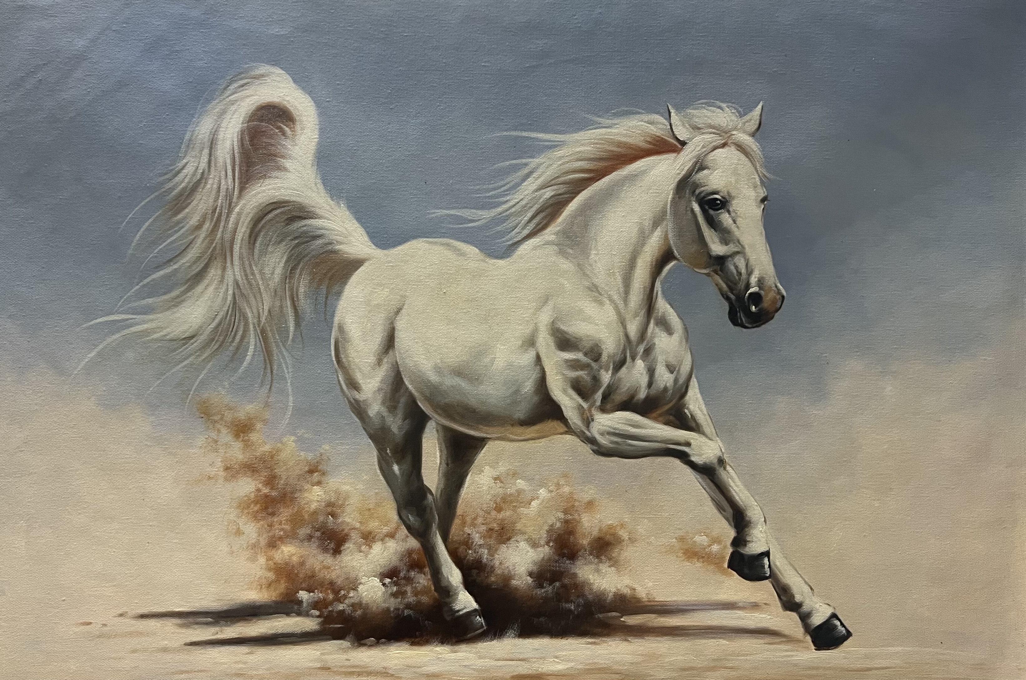 当代著名油画家林津生老师创作《以梦为马》19800元