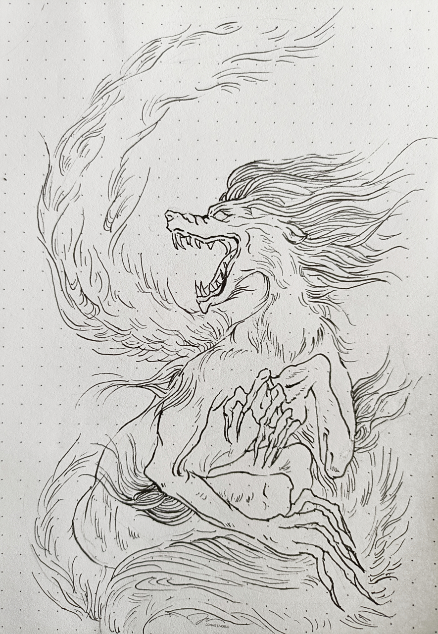 山海经天狗线稿临摹