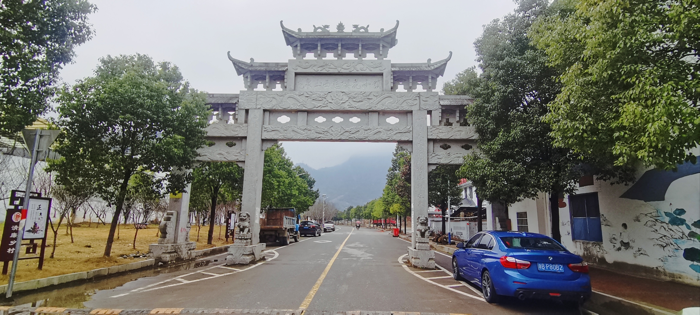 崇阳县港口乡龙泉山西庭樱花小镇风光