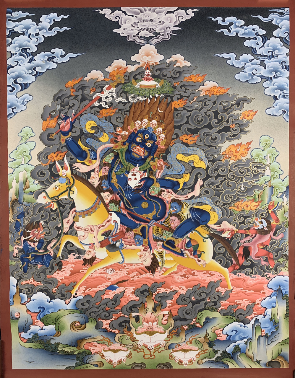 《吉祥天母唐卡》 尺寸70x90cm,纯金纯矿精品级作品#唐卡