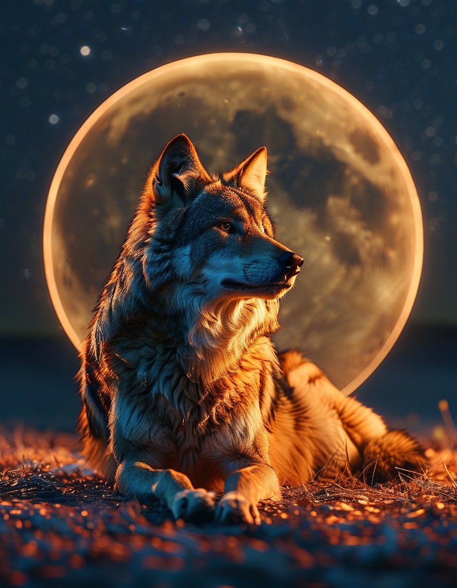 正文: 夜晚的月亮总是那么神秘,而狼,作为夜晚的守护者,它们的故事更