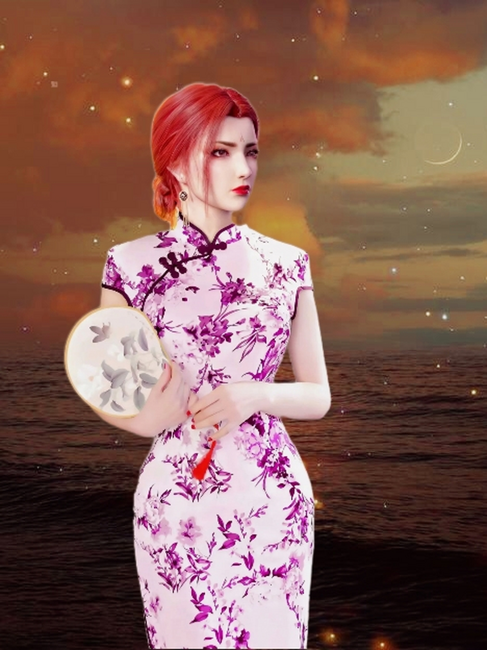 雅妃姐身穿紫色旗袍更加妩媚动人,气质颜值更是提升了一个档次呢.