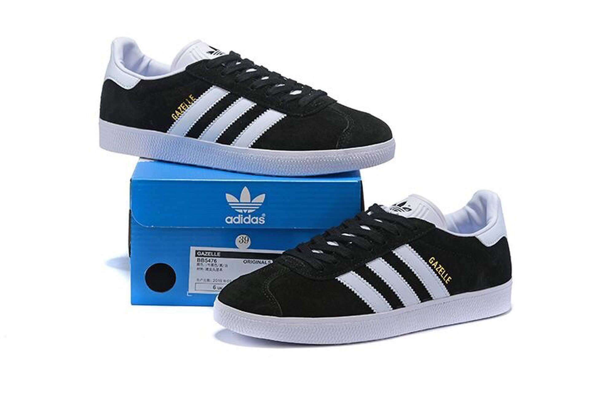 adidas 三叶草 gazelle 城市系列 猪巴皮 经典黑白 36--44