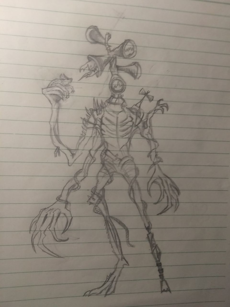 在作业本上画了一个不知道是什么的警笛头