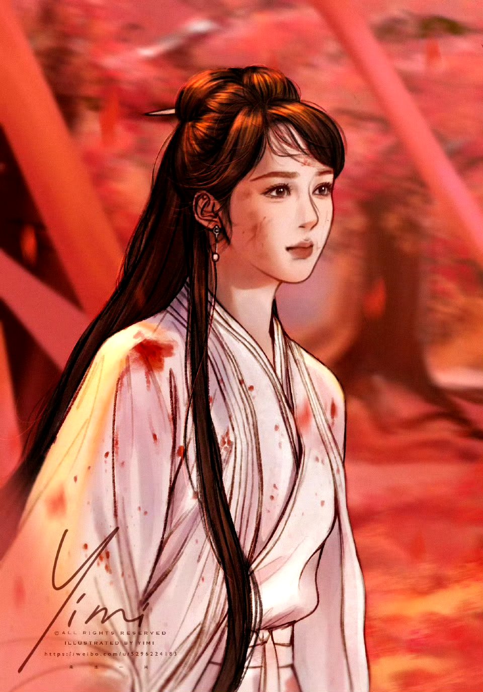 知名漫画师近期创作了一幅画作,生动地展现了演员杨紫在剧中角色