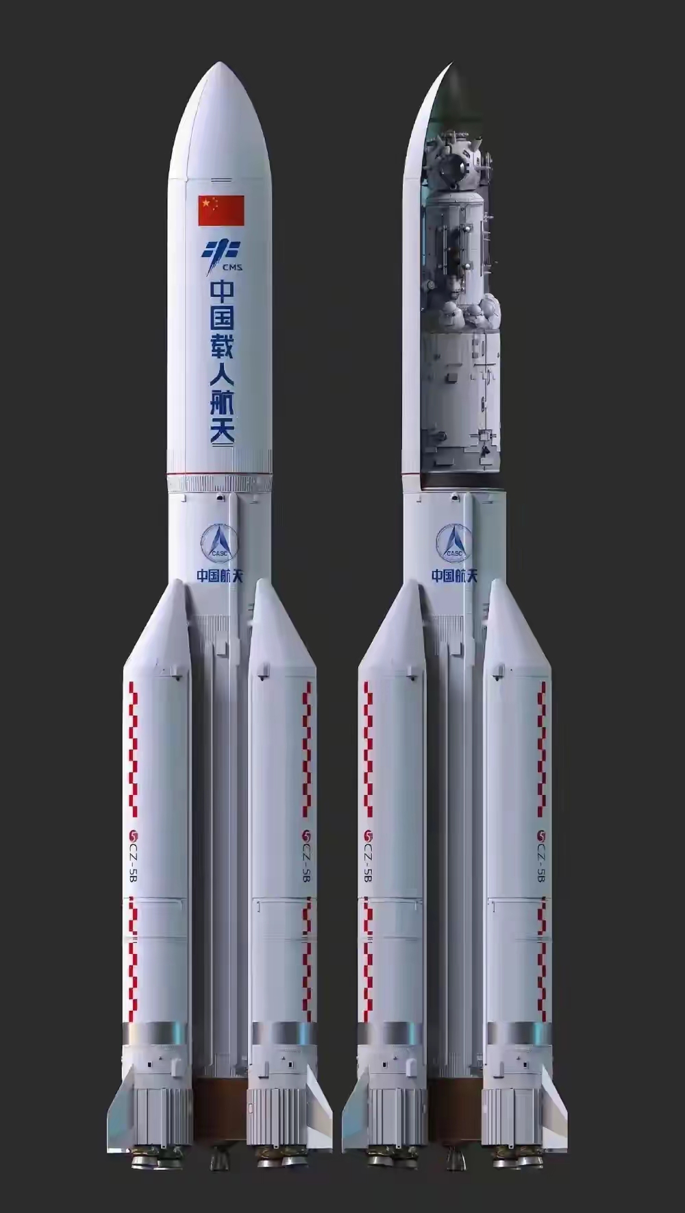 中国长征五号和欧洲阿丽亚娜六号对比图: 芯一级中国yf77液氢液氧