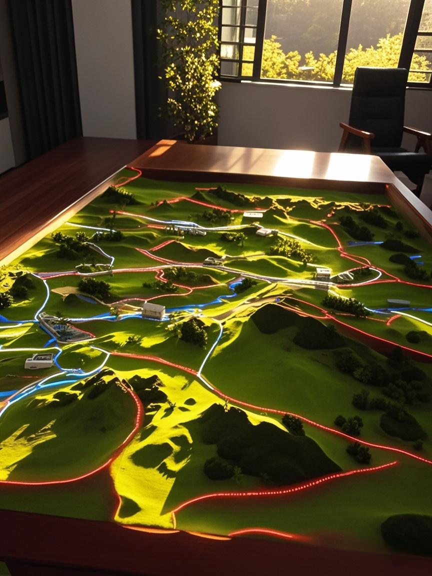 高度逼真的军事三维地形电子沙盘展示,精准模拟战场环境,提升军事指挥