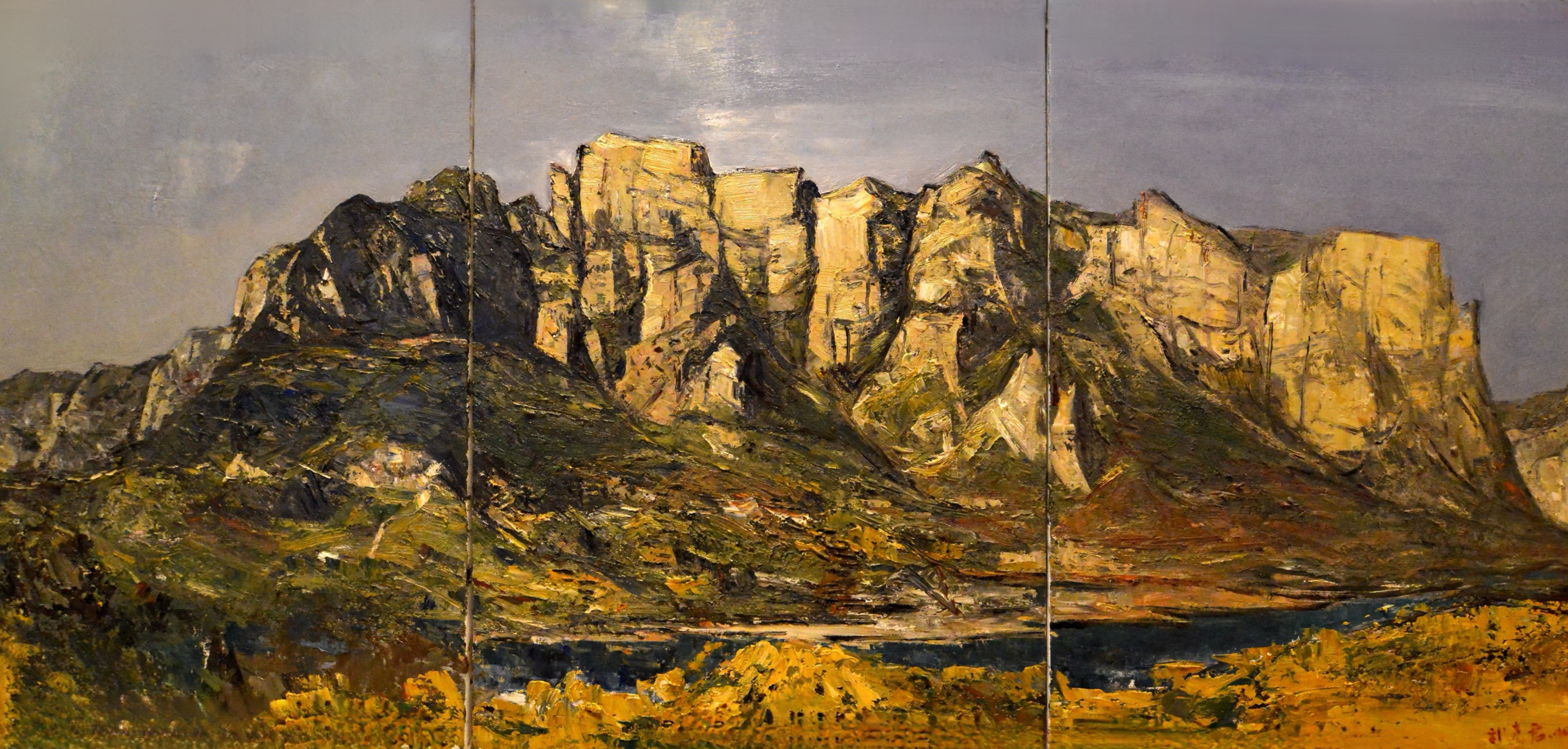 武彦君的油画——太行山(图一,二是画作,图三是模特).