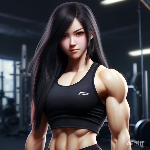 没错,在你眼前的这位就是我用ai创作的肌肉少女.