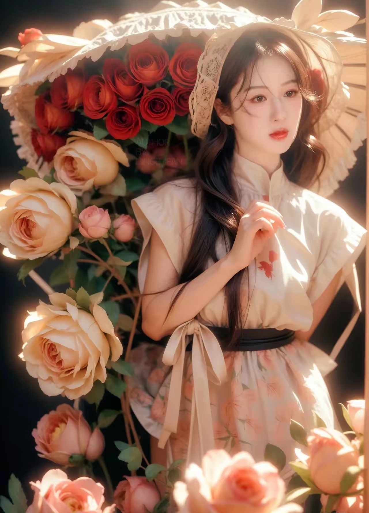 头像分享~ai合成的杨紫,花影摇曳,古韵今风