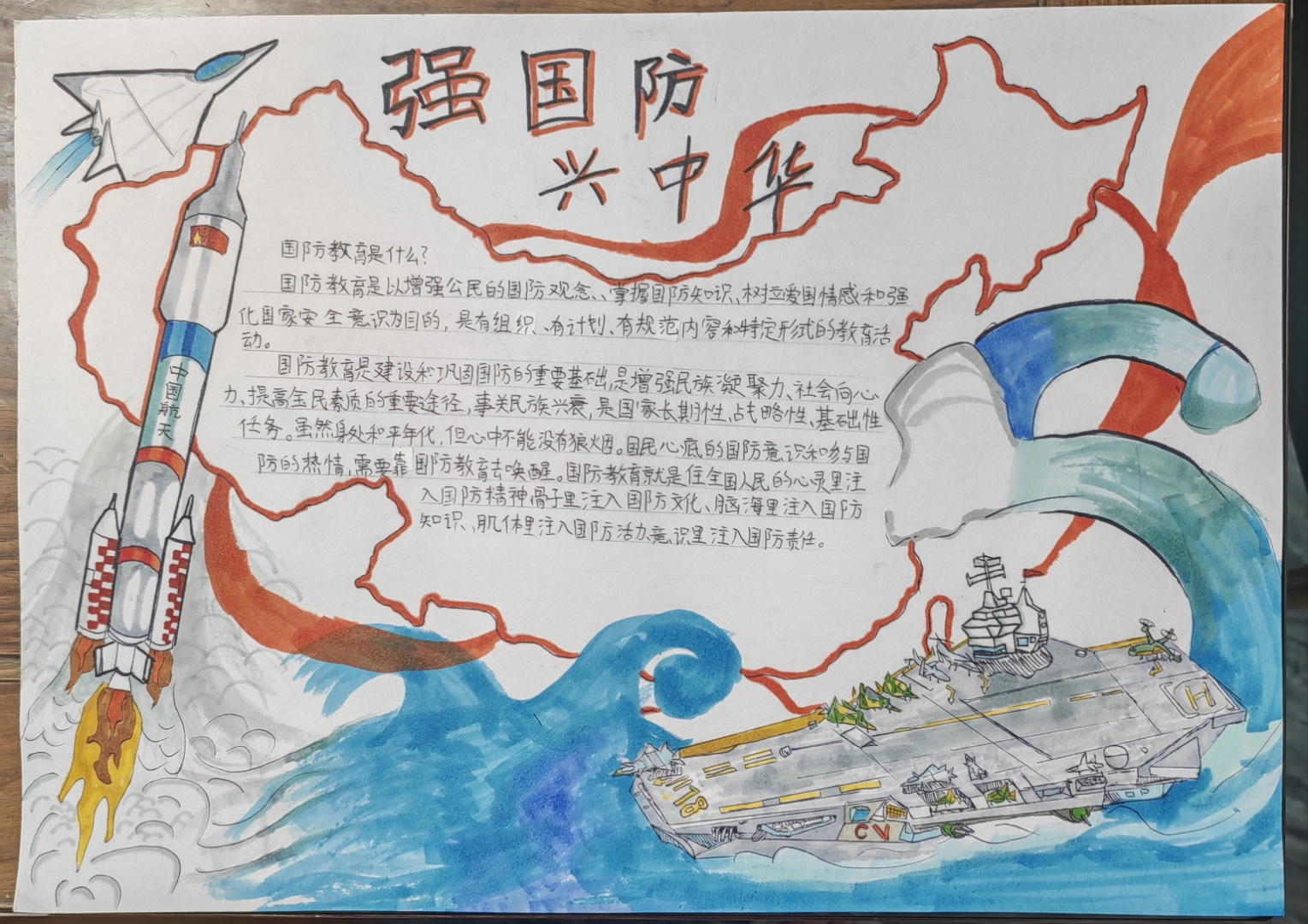 国防教育手抄报