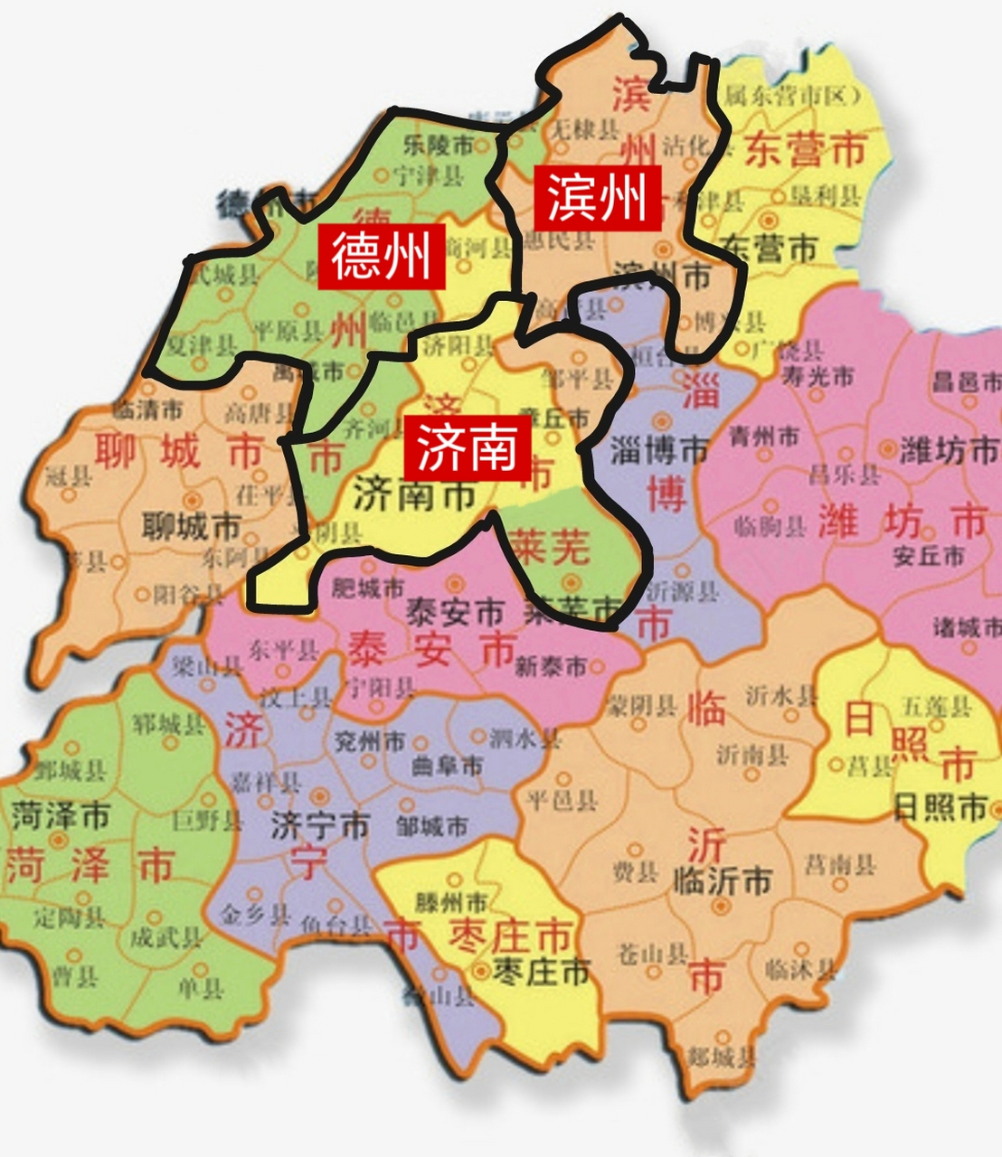 把齐河县和邹平县划给济南,这样济南的版图就更合理了.