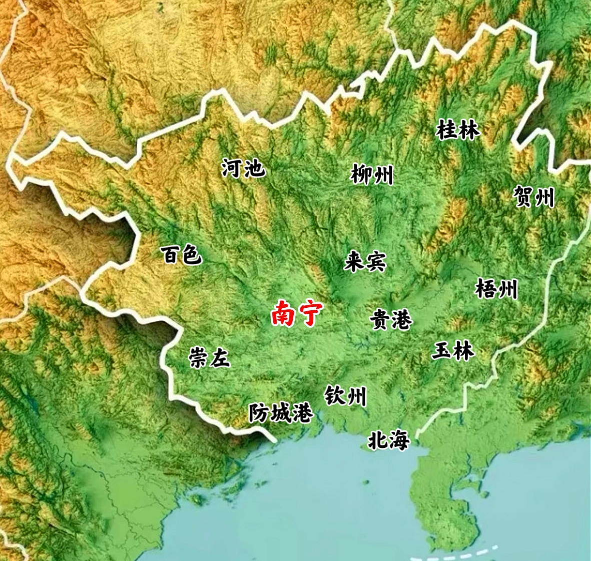 这么看来广西其实地形条件非常好,至少比浙江,福建,湖北,湖南都好