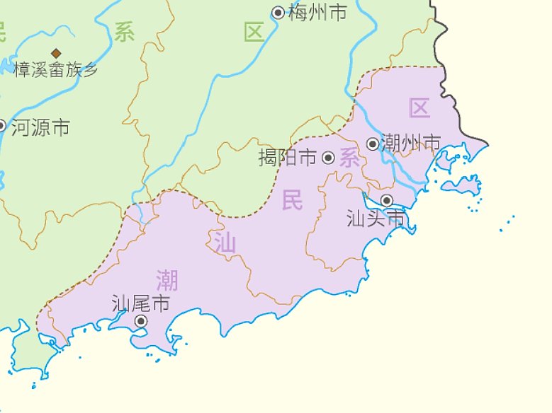 不要再争论汕尾属不属于潮汕了,广东公共地图服务已经明确把整个汕尾